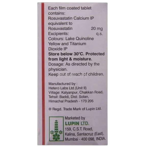 novastat 20mg tablet 15's